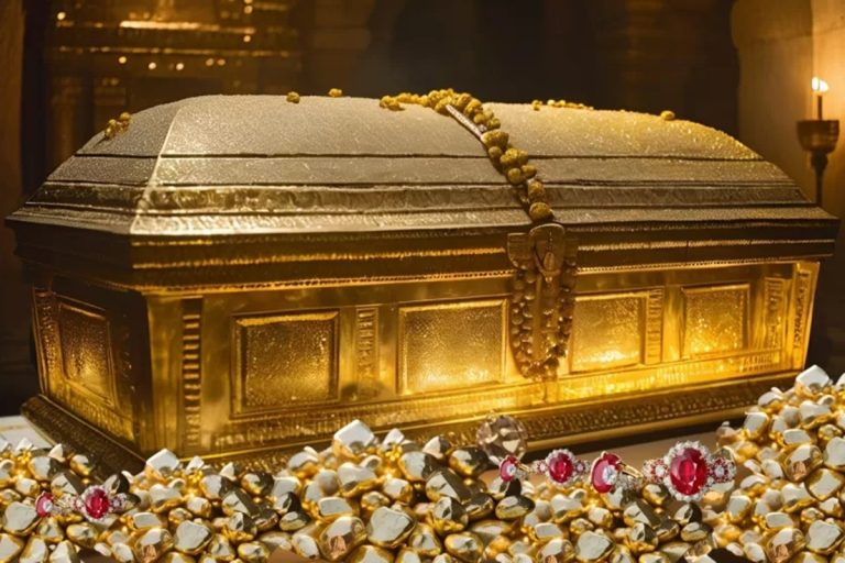 Descoberta do século. Foi encontrada uma tumba contendo 110 quilos de ouro, rica em joias e amuletos com um valor estimado em cerca de 90 milhões de dólares