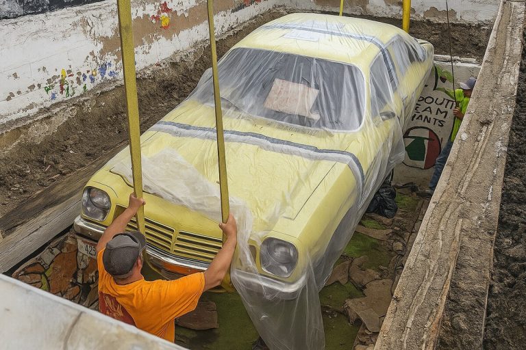 Em 1975, enterraram um carro novo para fazer uma cápsula do tempo. Meio século depois, este clássico maldito voltou a ver a luz do dia